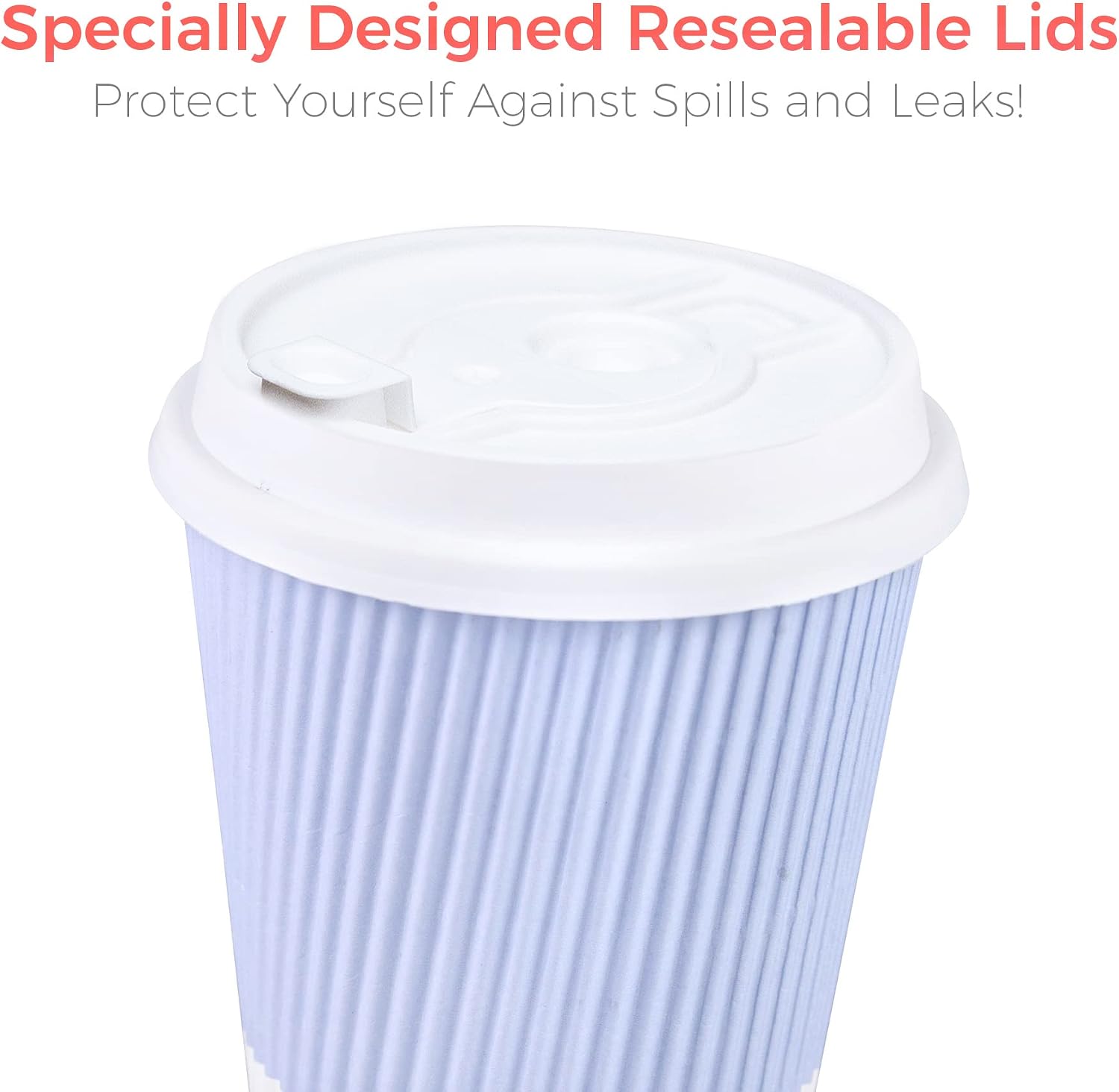 Disposable Coffee Cups With Lids - (80 set) 12 oz Paper To Go Coffee Cups With Resealable Lids Prevent Leaks! Travel Insulated Hot Beverage Drink Cup. Will Not Bend With Heat or Burn Fingers