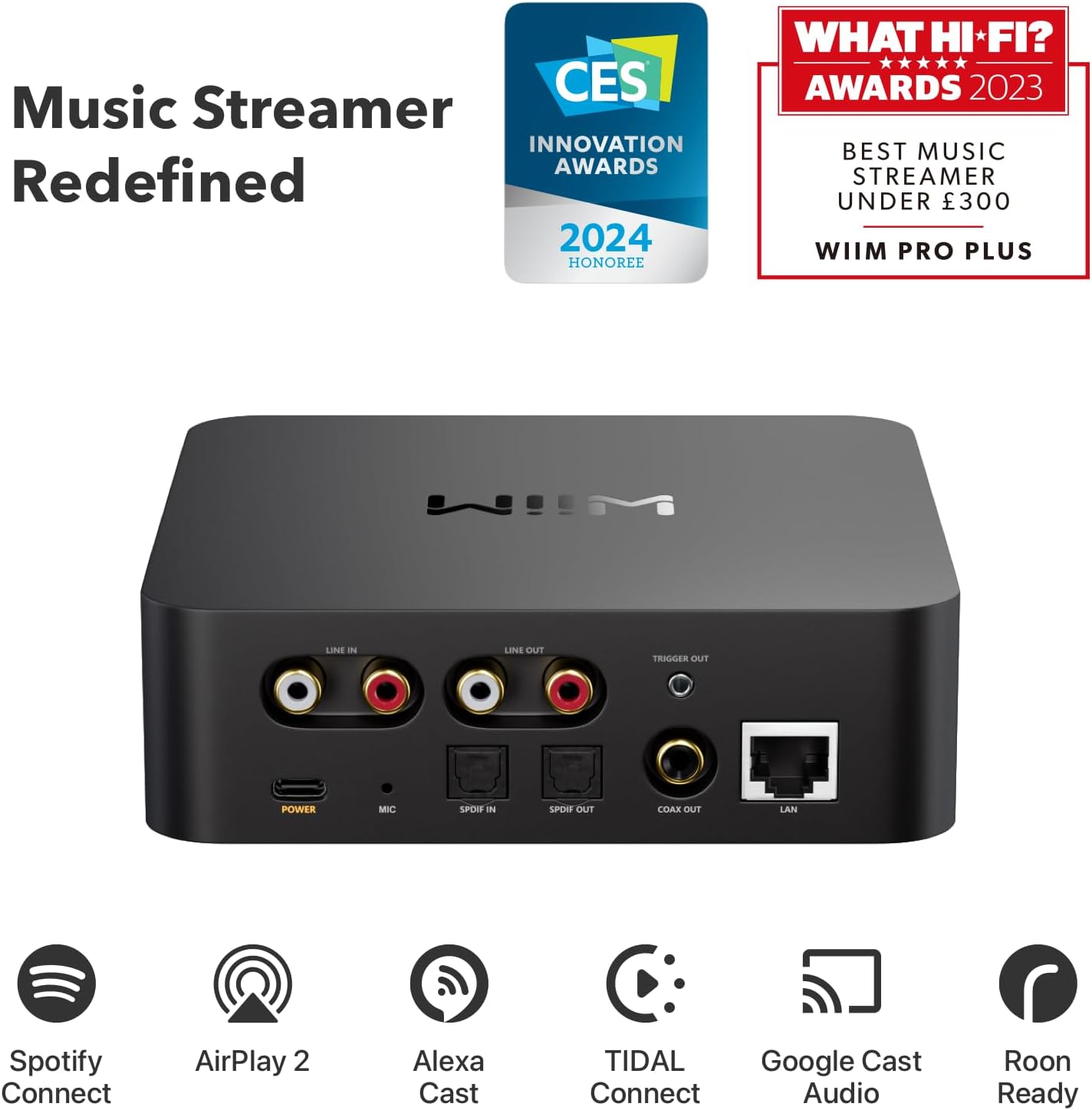 WiiM Pro Plus Music Streamer for Stereo Systems, Modernize Your Hi-Fi | Upgrade Your Stereo with Hi-Res Streaming, AirPlay 2, Spotify Connect