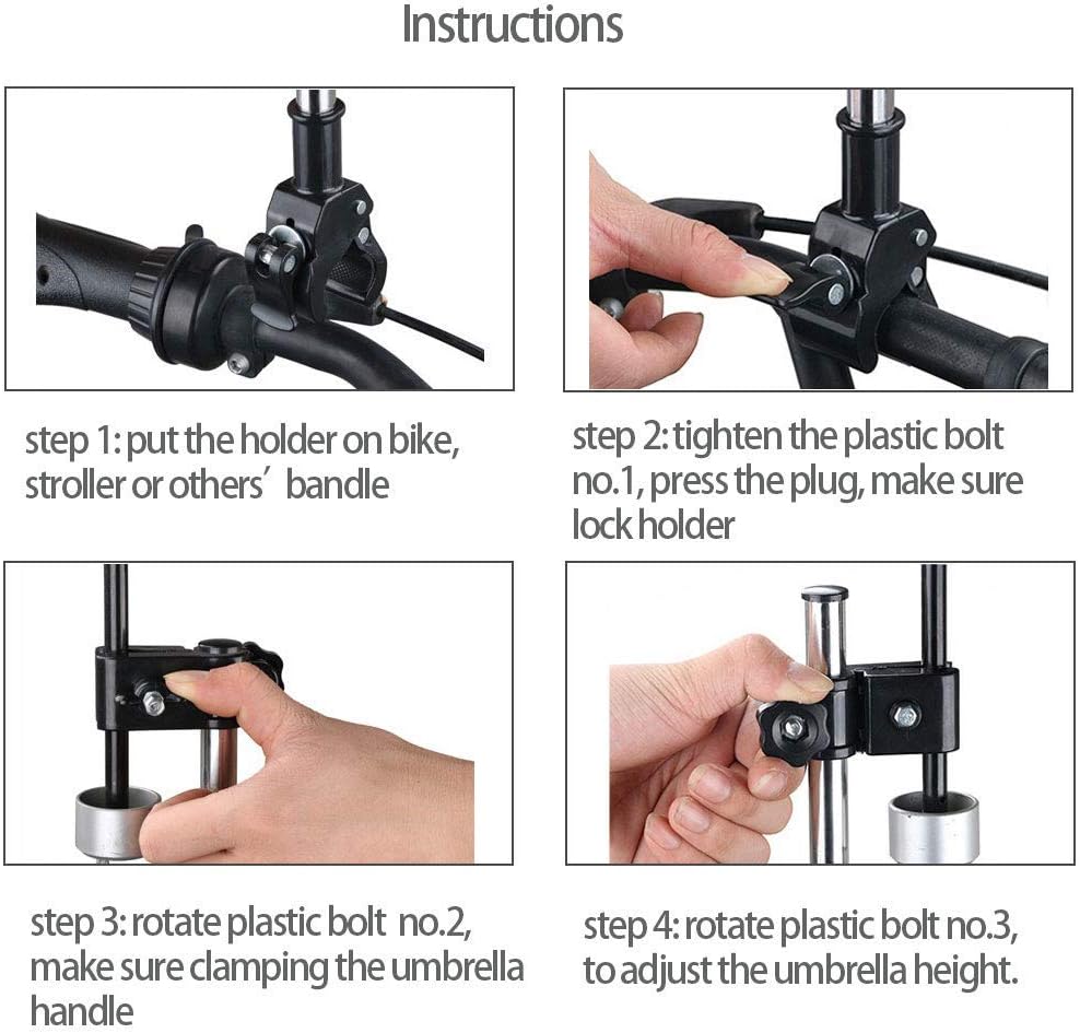 Yobee Adjustable Umbrella Mount Holder No Need Any Tooling to Attach Umbrella Clamp, Umbrella Connector Holder to Wheelchairs, Walker, Rollator, Bike