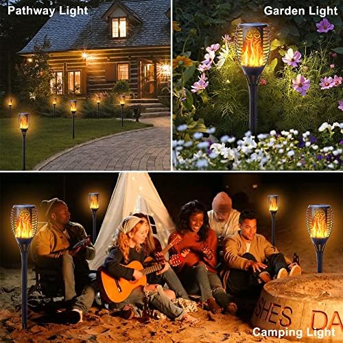 Flickering Flame Solar Torch Lights Outdoor, 3in1 Solar Lantern