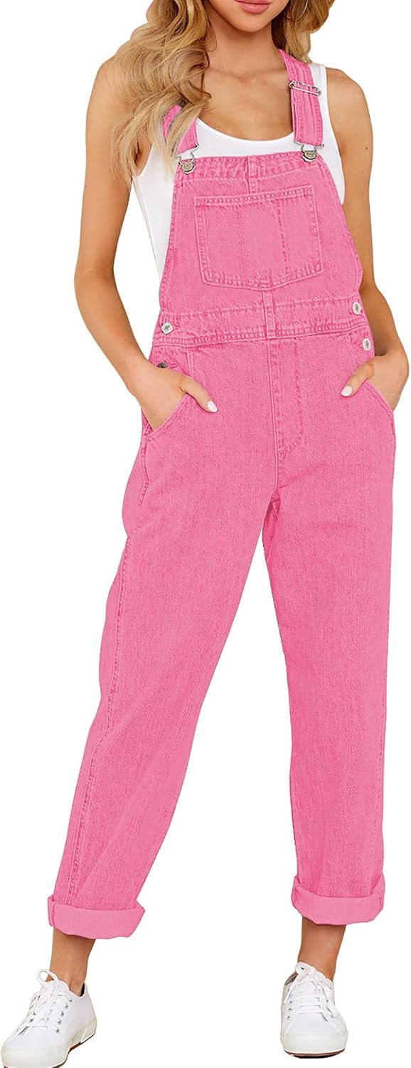 luvamia Women's Casual Stretch Adjustable Denim Bib Overalls Jeans Pants Jumpsuits