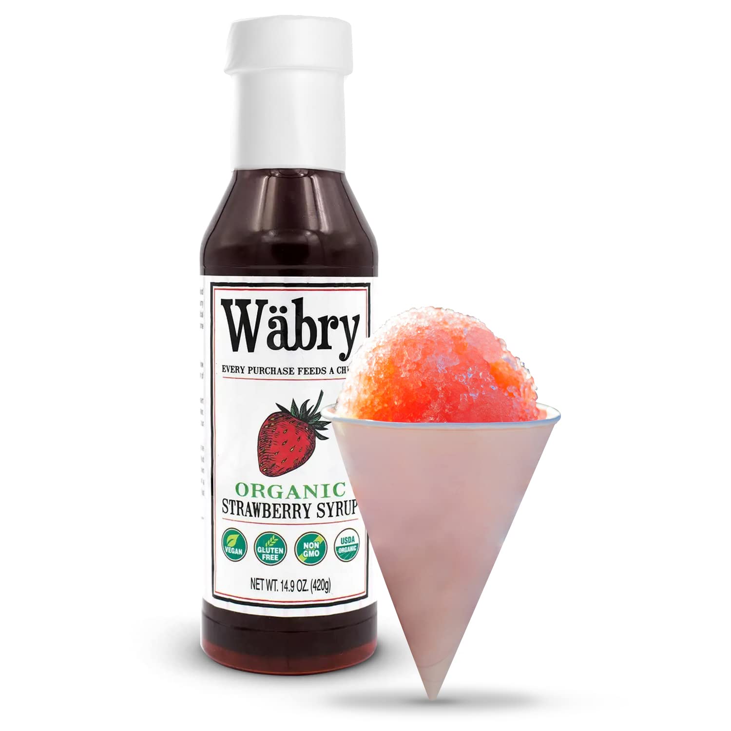 Wäbry Blueberry Syrup – 14.9oz (420g), Natural Fruit Flavor Organic Snow Cone Syrup for Drizzling on Shaved Ice, Waffles, Ice Cream & Lattes, Non-GMO, Dye-Free Vegan Syrups, 12 Servings Per Bottle