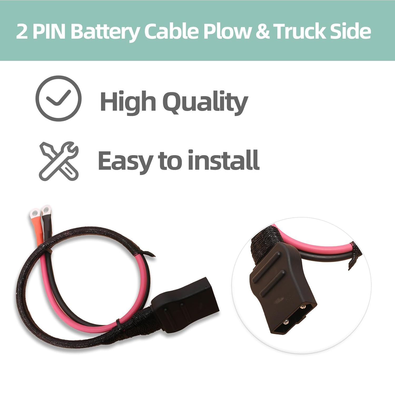 2 PIN Battery Cable Plow & Truck Side, for Western Fisher Snow Plow | #OE 21294 61169 63411 8274 8245