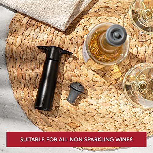 Vacu Vin Wine Stopper Set – 3 Pack Wine Bottle Stopper Cork Alternative – Vacuum Wine Stoppers for Wine Bottles – Reusable Rubber Bottle Stoppers for Wine Saver Pump – Pink/Blue/Purple