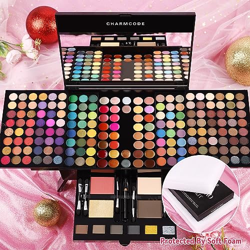 CHARMCODE 190 Colors Cosmetic Make up Palette Set Kit Combination with Eyeshadow Facial Blusher Eyebrow Powder Face Concealer Eyeliner Pencil A