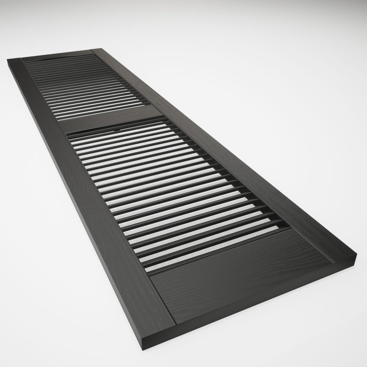 14 1/2"W x 60"H EverColor Open Louver Exterior Vinyl Shutters, w/Installation Shutter-Lok's & Matching Screws (Per Pair), Black