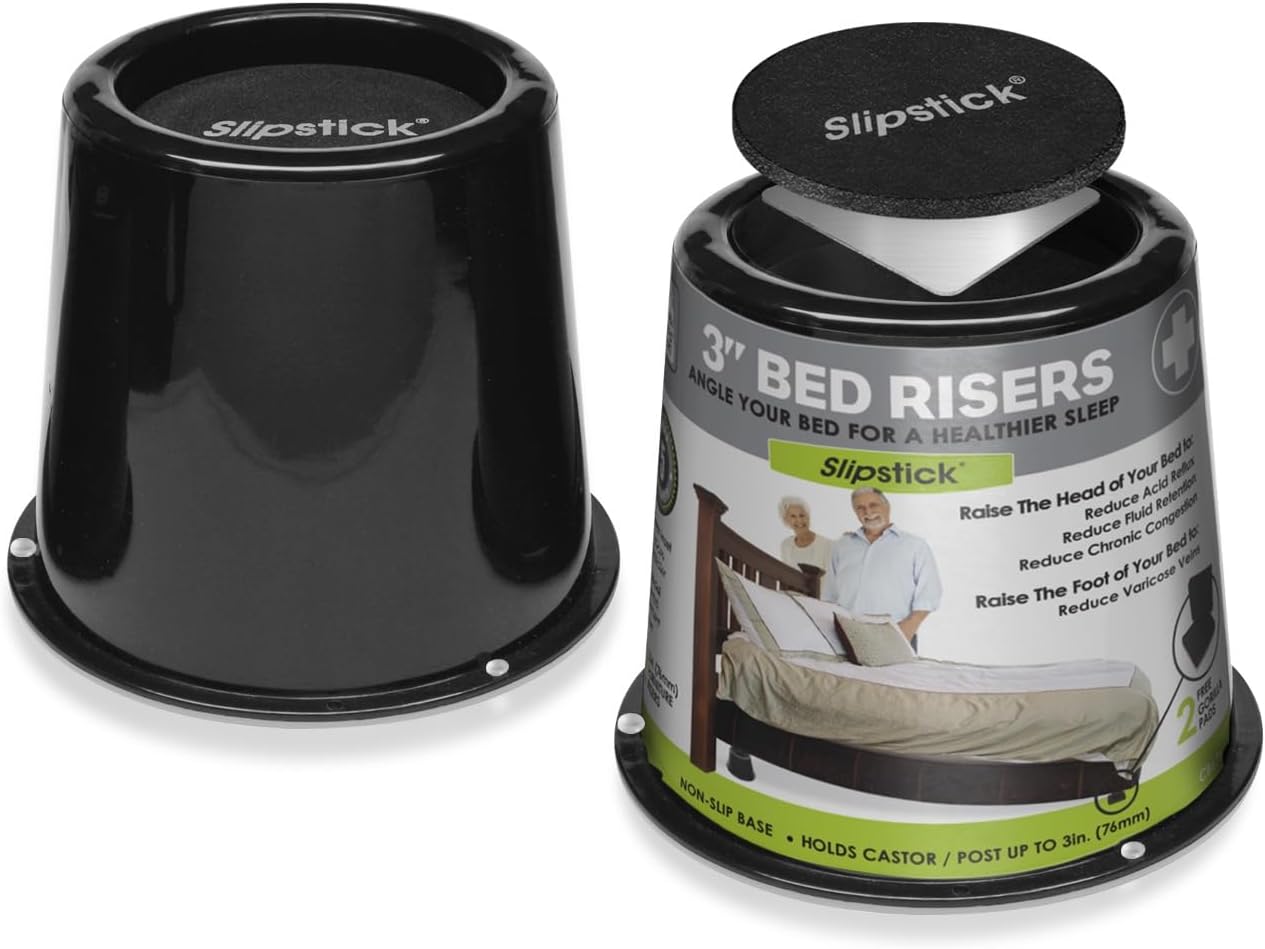 Slipstick CB676 3 Inch Incline Bed Risers for Acid Reflux, Pain