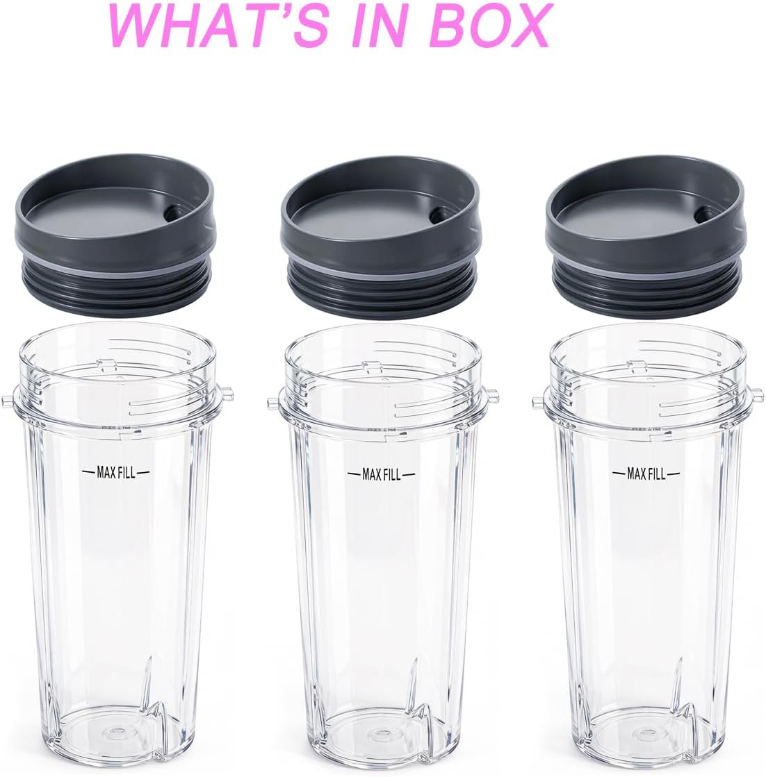 Replacement16oz Blender Cup for Ninja,Single Serve Blender Cup With Lids Set For BL770 BL780 BL660 BL740 BL810 Nutri Ninja Series Blenders (2-pack)
