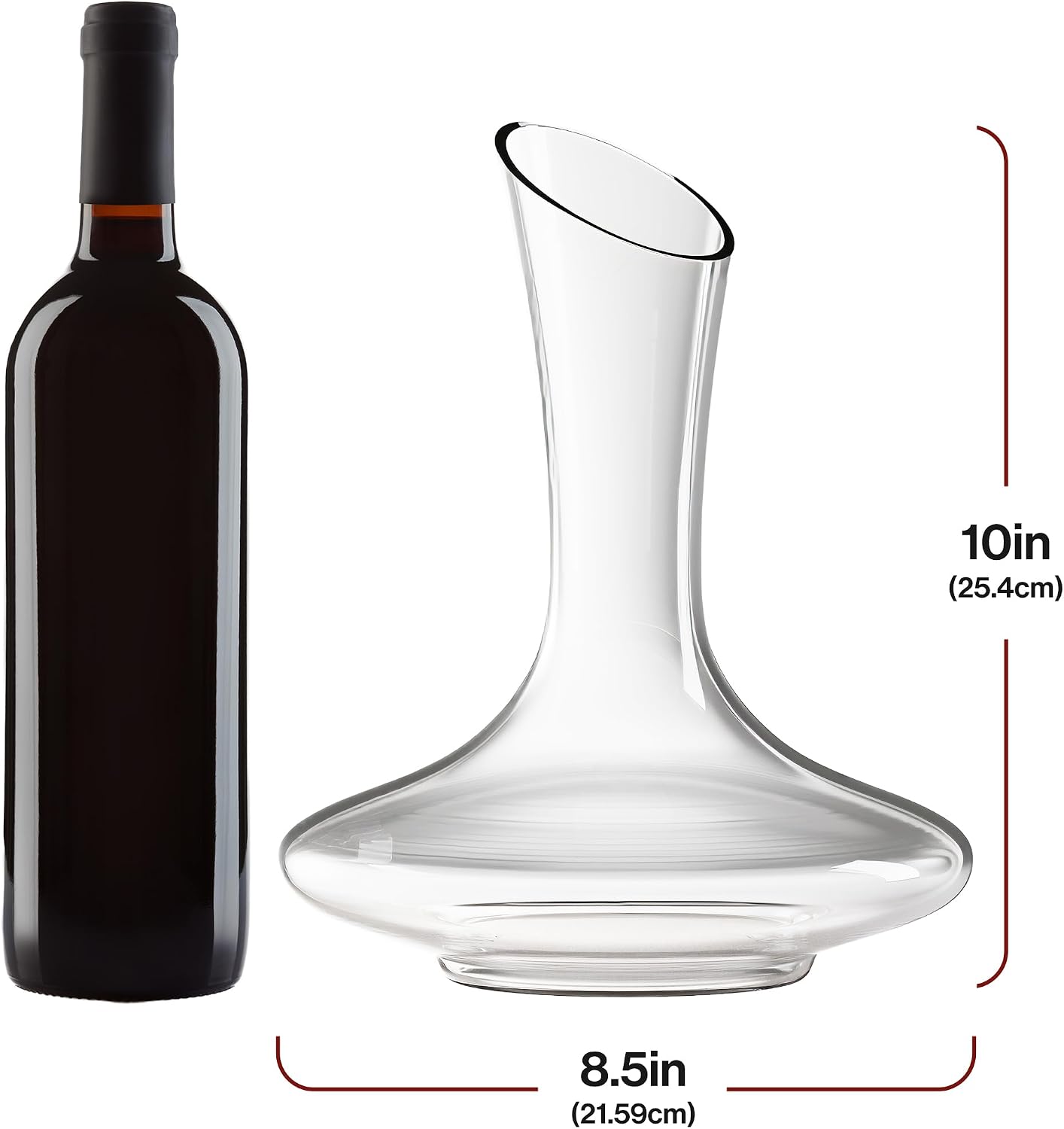 Le Chateau Large Elegant Crystal Wine Decanter with Aerator – 750ml Glass Decanter – Hand-Blown Lead-Free Clear Glass Carafe with Aerator –