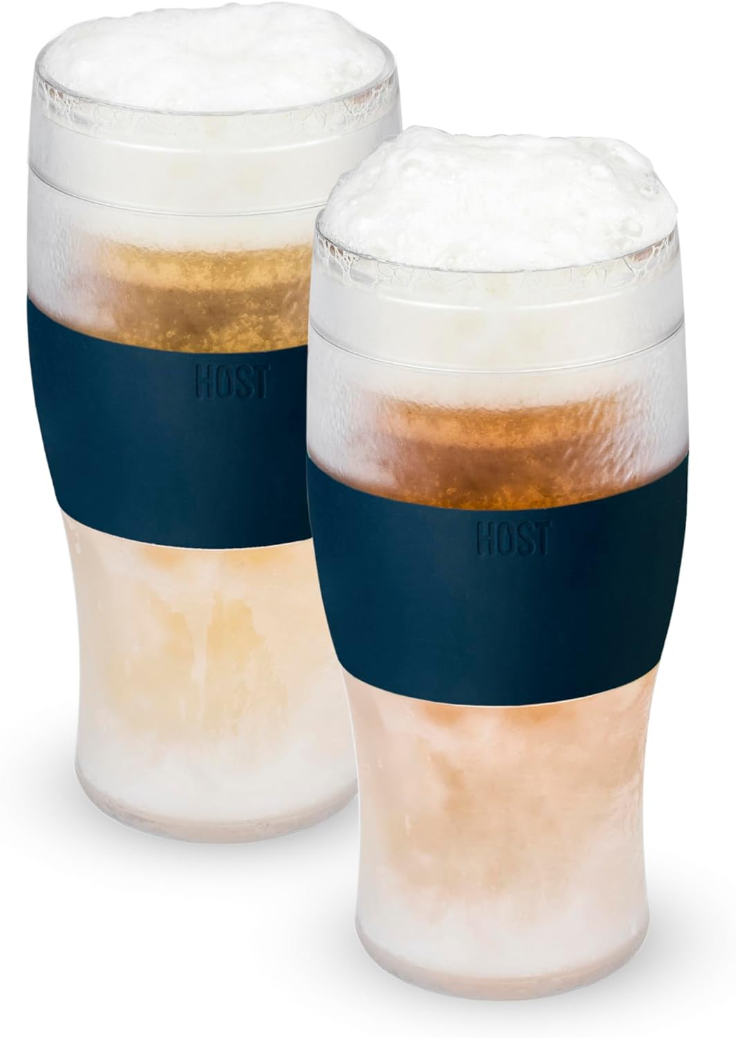 Host FREEZE Beer Glasses, Frozen Beer Mugs, Freezable Pint Glass Set, Insulated Pint Glass to Keep Your Drinks Cold, Double Walled Insulated Glasses
