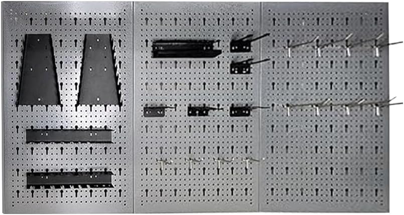 Storage Workbench System Set with Lockable Cabinet, Includes Metal Wall Cabinets Pegboards & Hooks, Wood Worktop for Garage Office Repair Shop