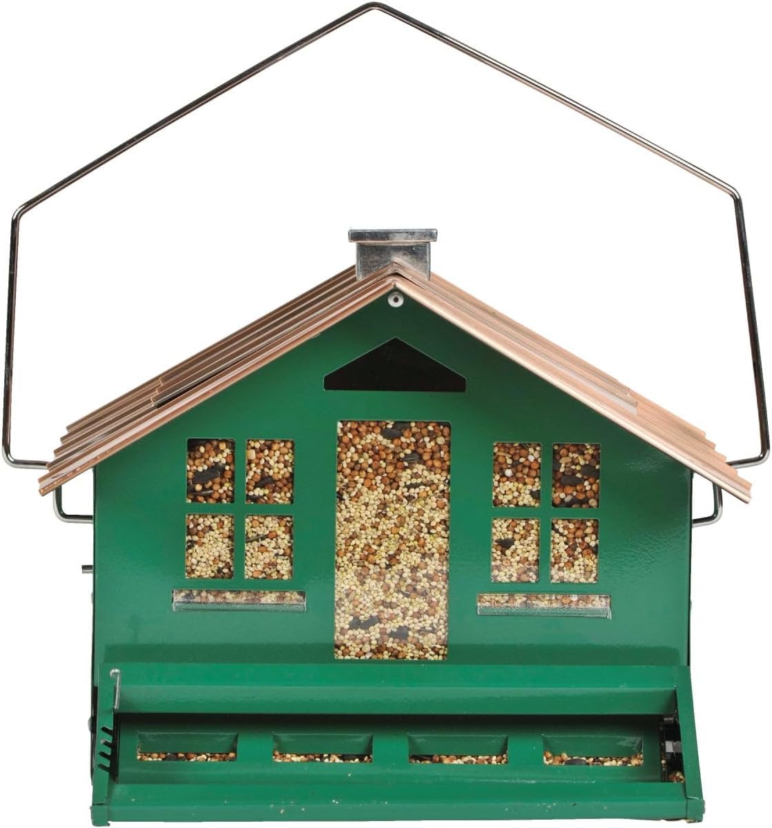 Perky-Pet 339-1SR Squirrel-Be-Gone II Home Style Bird Feeder with Chimney, Squirrel Proof Bird Feeder with Weight-Activated Perches