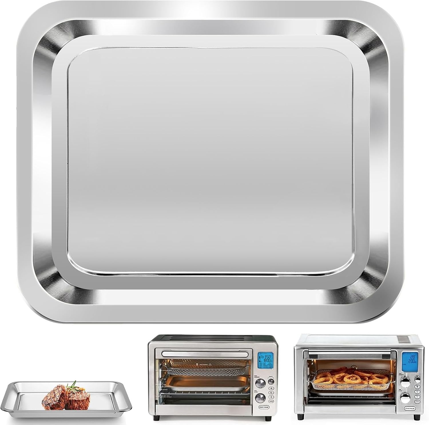 Air Fryer Grill Pan for Emeril Lagasse Everyday 360 Air Fryer, 12''×10'' Stainless Steel Air Fryer Accessories Replacement Crisper Tray Bake Pan, Not fit for Emeril Lagasse 26 QT 25 QT French Door