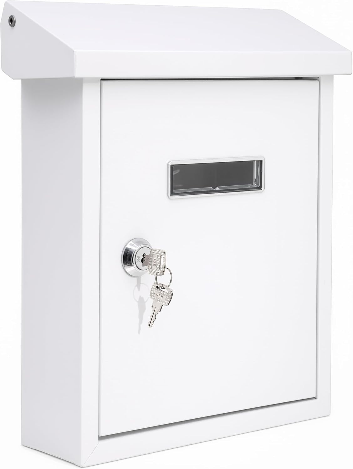 Serenelife Weatherproof Wall Mount Locking Mailbox Galvanized Steel Drop Box with Metal Flap for Mail Letters, Newspaper, Money Box