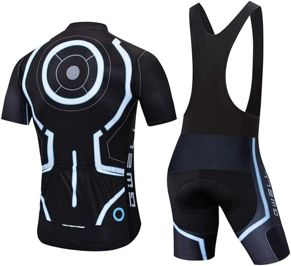 Men's Quick-Dry Cycling Jersey Set Road Bike Bicycle Shirt + Bib Shorts with 9D Gel Pad MTB Riding Clothing Kit