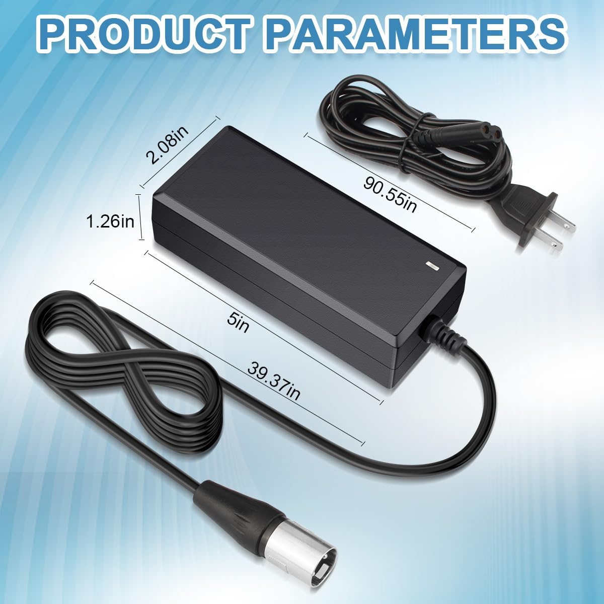 24V 2A 3-Pin XLR Electric Scooter Battery Charger for Go-Go Elite Traveller Plus HD US, Pride Mobility Scooter, Ezip Mountain Trailz