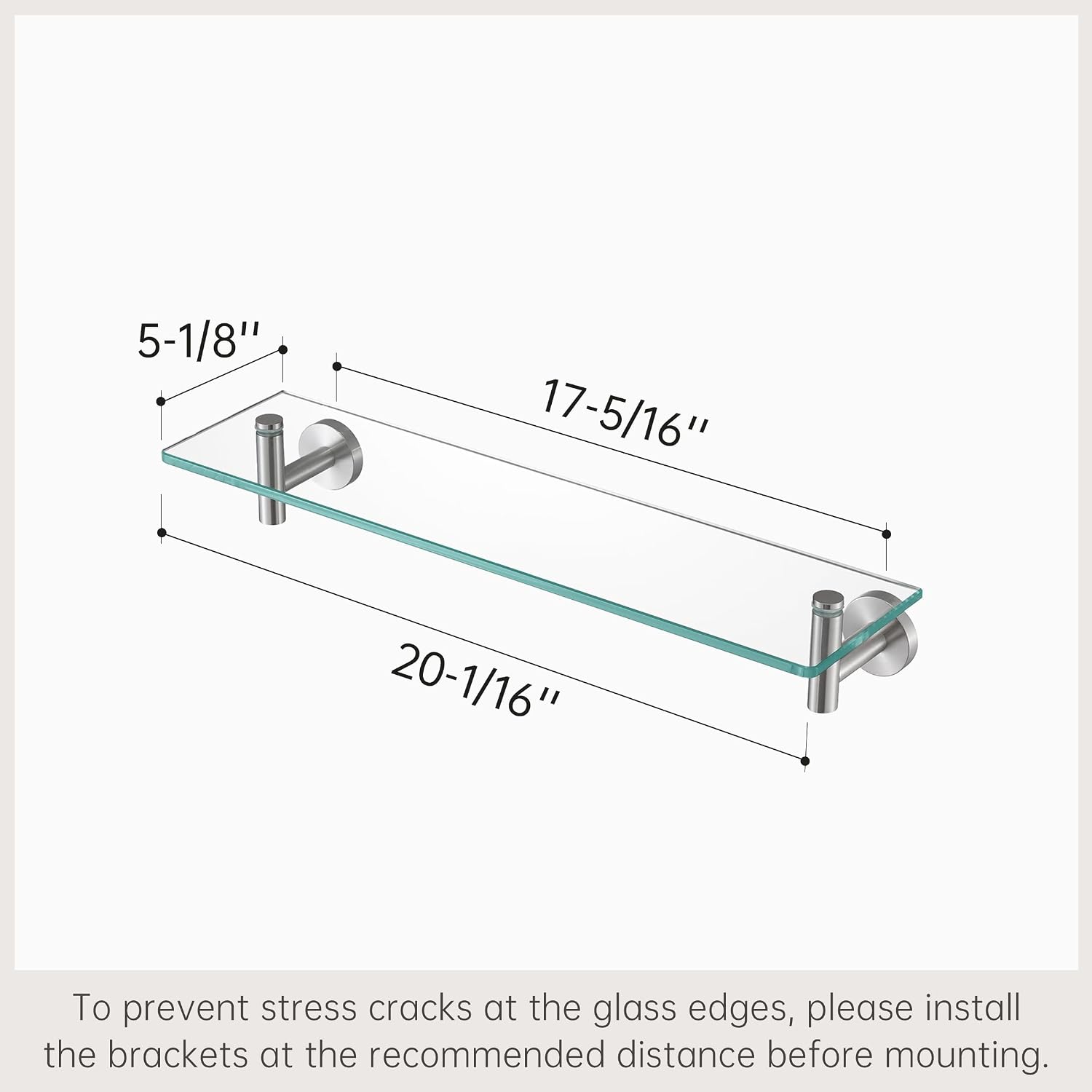 KES Glass Shelf for Bathroom, 20-Inch, 3 Pack, Brushed Finish