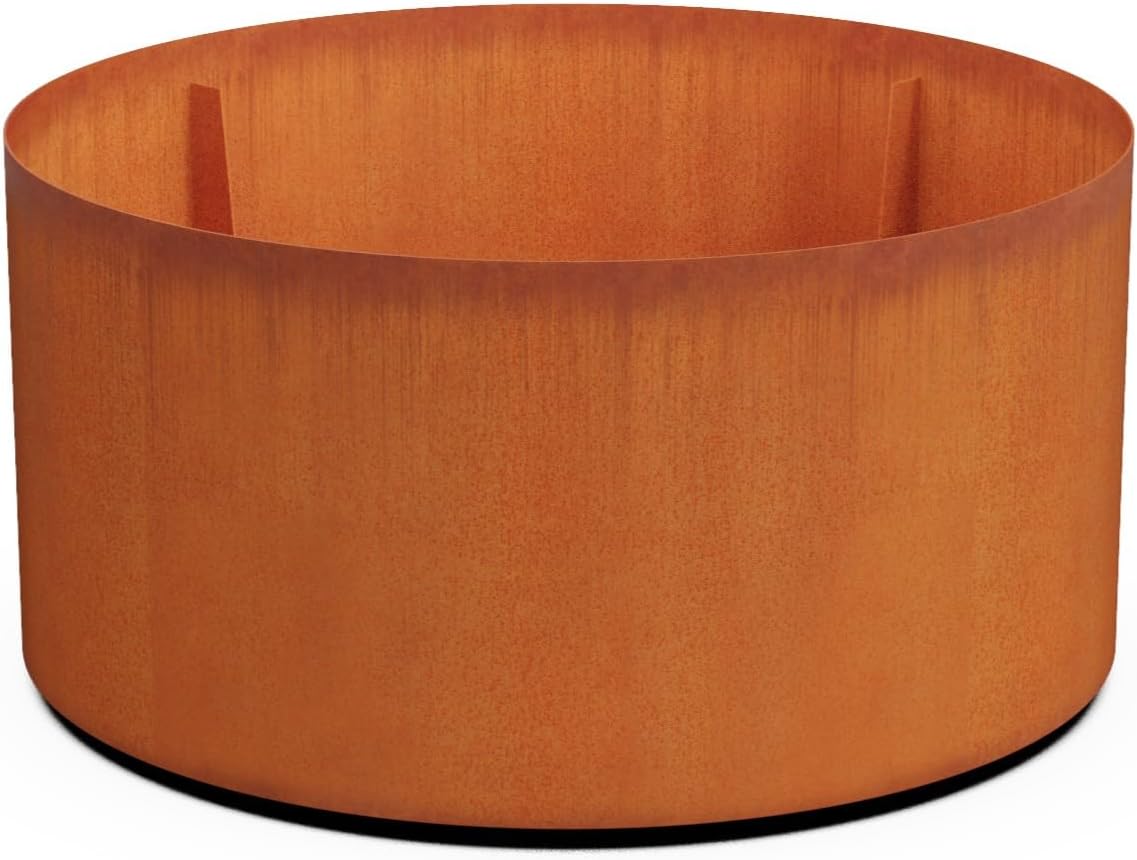 Plantercraft Large Round Planters for Outdoor Plants - 24 Inch Corten Steel Planter for Patio
