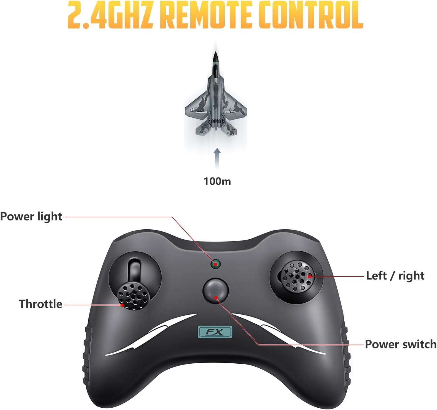 2CH F-22 RC Glider, Easy Fly RC Plane for Kids & Beginners