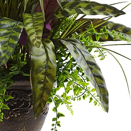 Nearly Natural 27in. Mixed Areca Palm, Fern & Peacock with Planter