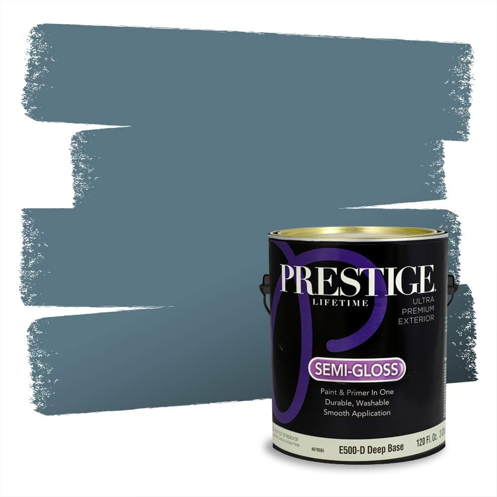 PRESTIGE Paints Exterior Paint and Primer In One, 1-Gallon, Semi-Gloss, Comparable Match of Behr* Intercoastal Gray*
