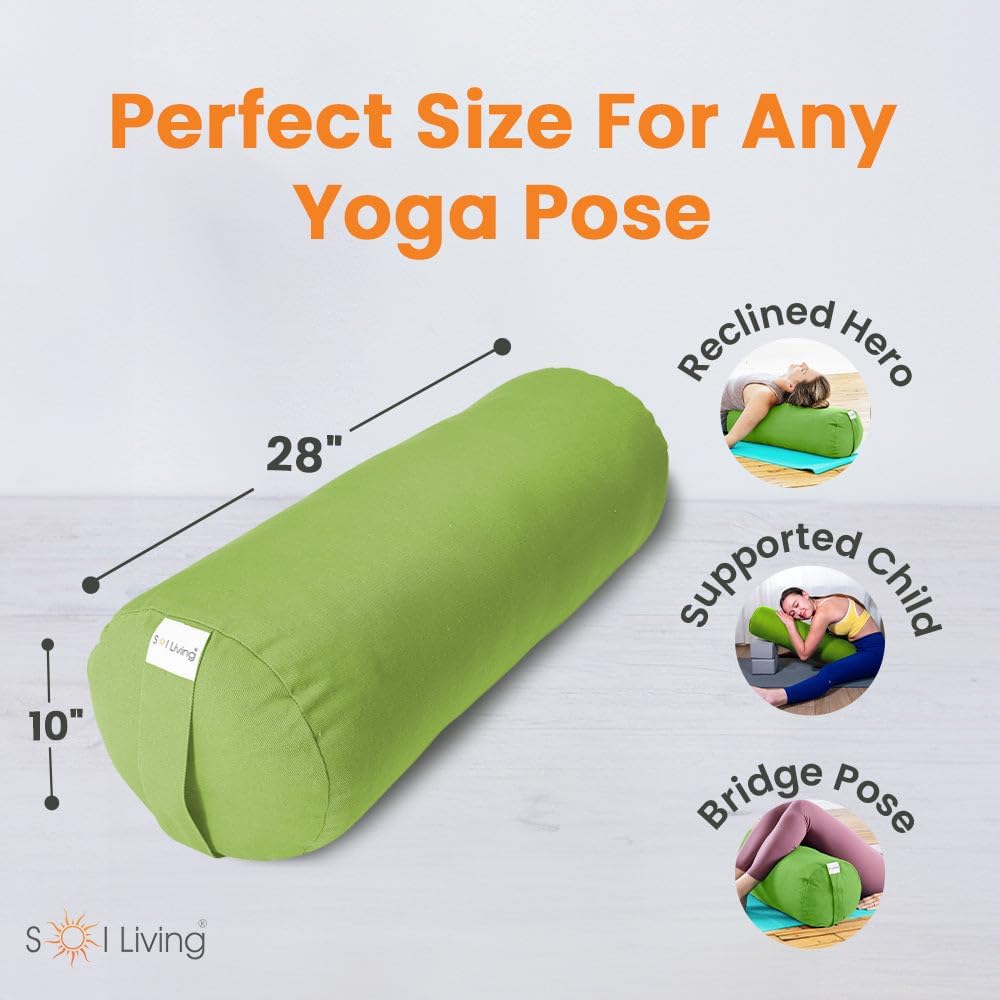 Sol Living Yoga Bolster Pillow for Restorative Yoga, 100% Cotton Meditation Cushion