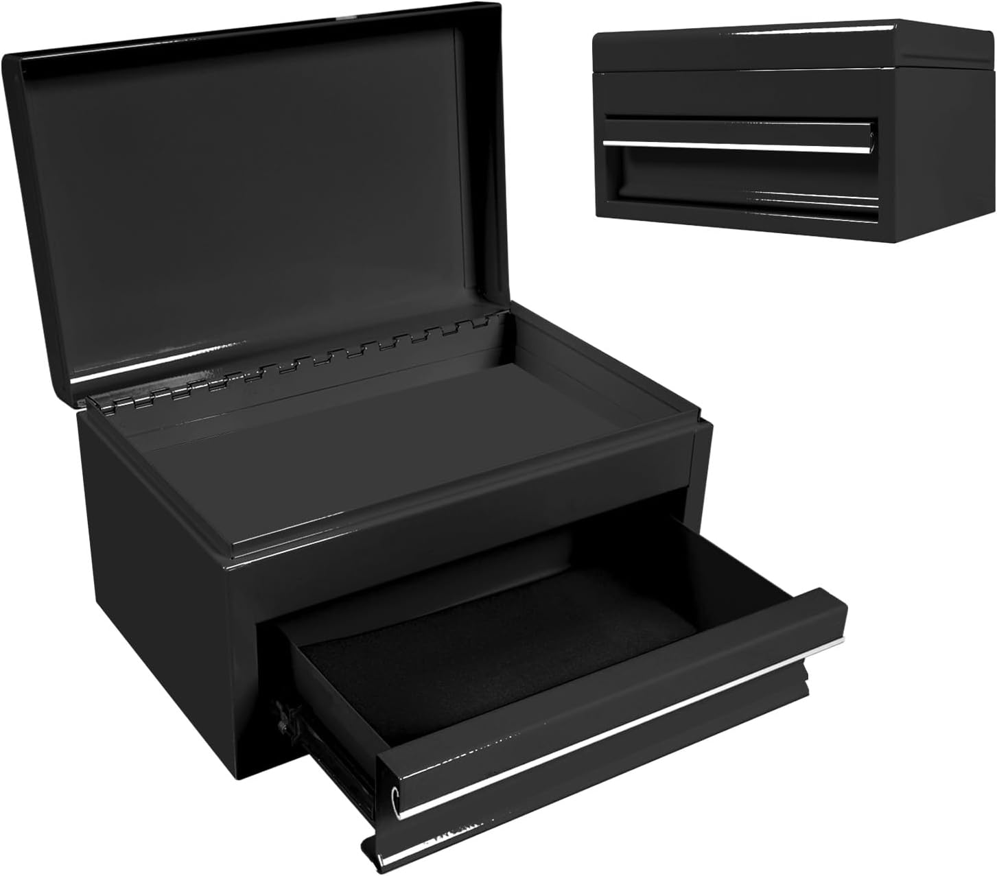 Torin ATB102B 16" Hip Roof Style Portable Steel Tool Box with Metal Latch Closure, Black