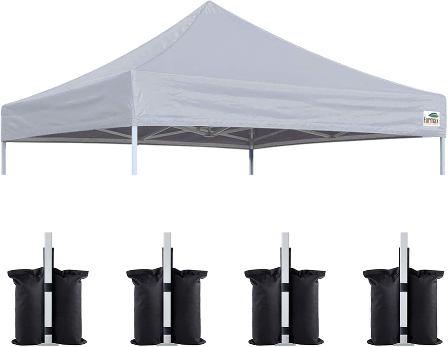 Eurmax USA 10x10 Pop Up Canopy Replacement Top,Universal Instant Canopy Cover ONLY,Heavy Duty UPF 50+ UV Protection,Water & Wind Resistant Tarp,30+ Colors Available,Bonus 4 Sand Bags (White)