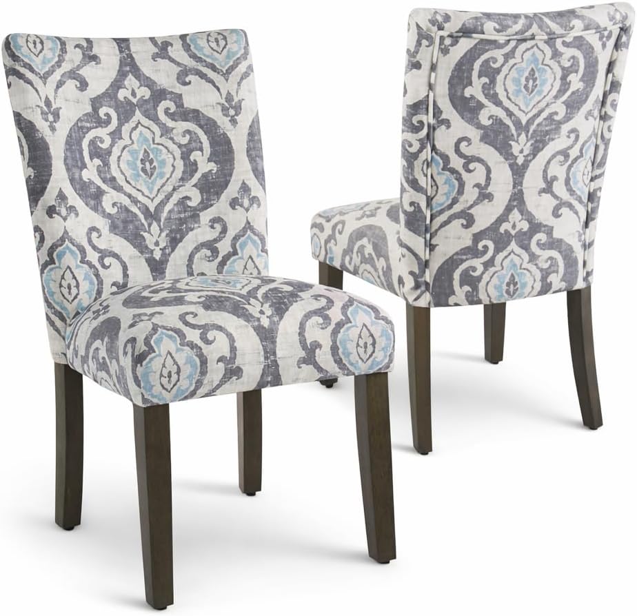 Homepop Home Decor | Classic Upholstered Parsons Dining Chairs | Set of 2 Accent Dining Chairs with Nailhead Trim, Natural Linen