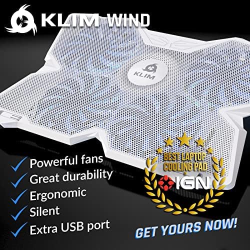 KLIM Wind Laptop Cooling Pad - More Than 500 000 Units Sold - New Version - The Most Powerful Rapid Action Cooling Fan - Laptop Stand with 4 Cooling Fans at 1200 RPM - USB Fan - PS5 PS4 - Blue