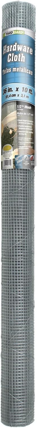 YARDGARD 1/2 Inch Mesh Welded Wire Fence, Hardware Cloth, 19 Gauge Galvanized Steel For Garden Protection, Cage Fencing, Chicken and Rabbit Barriers, and Crafts, 36 Inches x 5 Feet