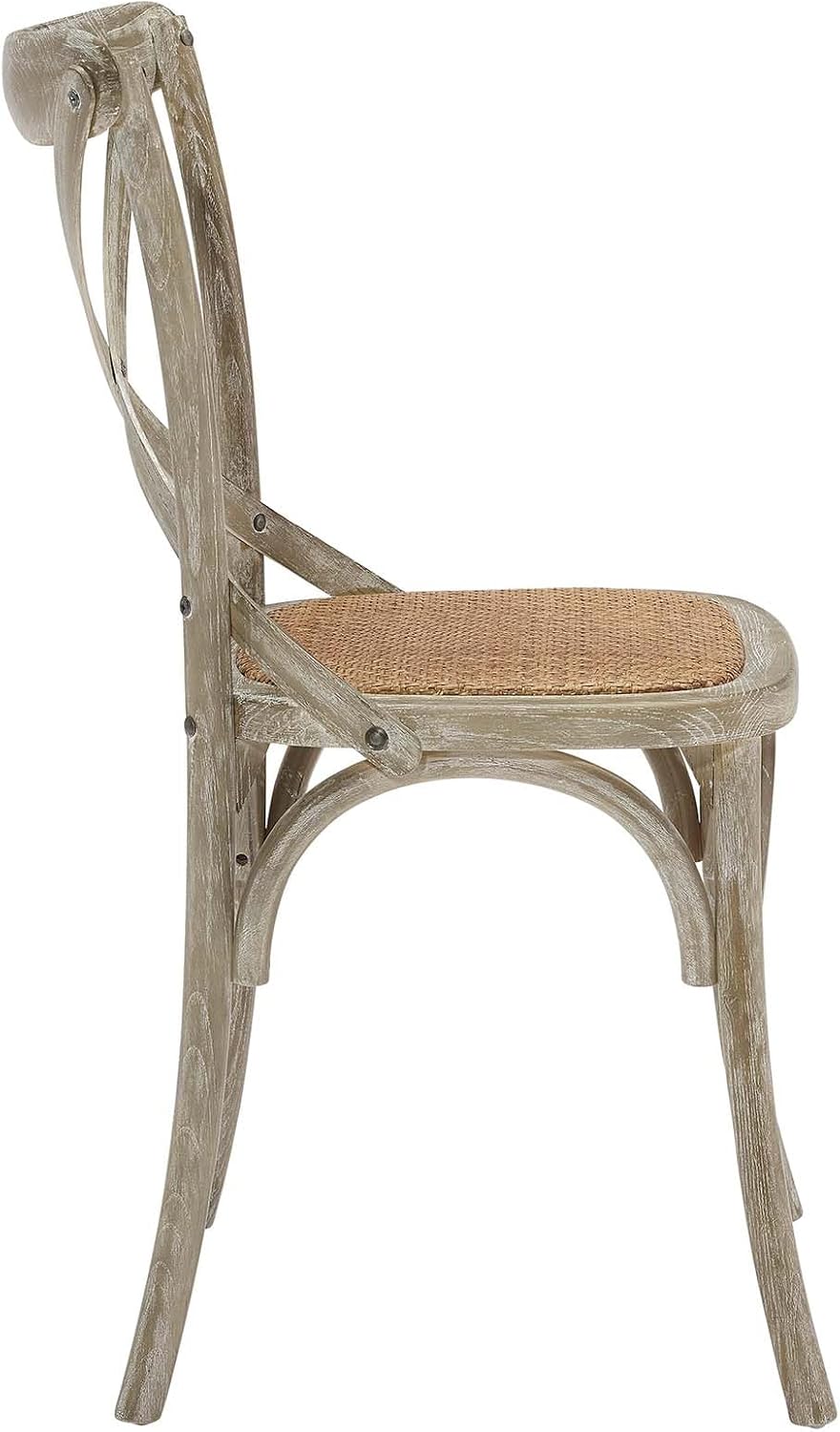 Modway Gear Rustic Modern Farmhouse Elm Wood Rattan Dining Chair in Gray