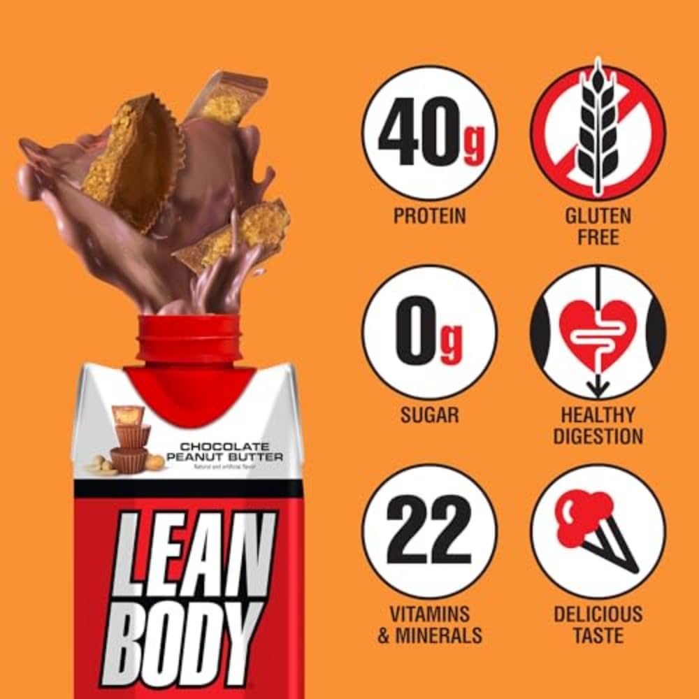 Labrada Lean Body Ready-to-Drink Chocolate Protein Shake, 40g Protein, Whey Blend, 0 Sugar, Gluten Free, 22 Vitamins & Minerals, LABRADA, 17 Fl Oz (Pack of 12)