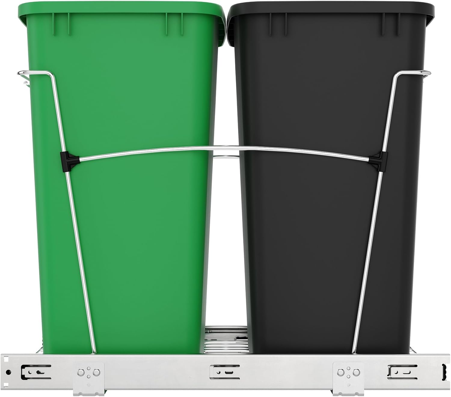 Rev-A-Shelf Double Pullout Garbage Trash Cans for Kitchen Cabinets, 35 Qt