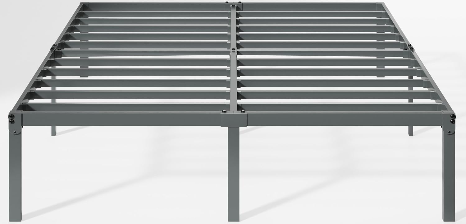 Allewie Full Size Bed Frame, 14 inch Metal Platform Beds with Storage Space, No Box Spring Needed and Easy Assembly, White