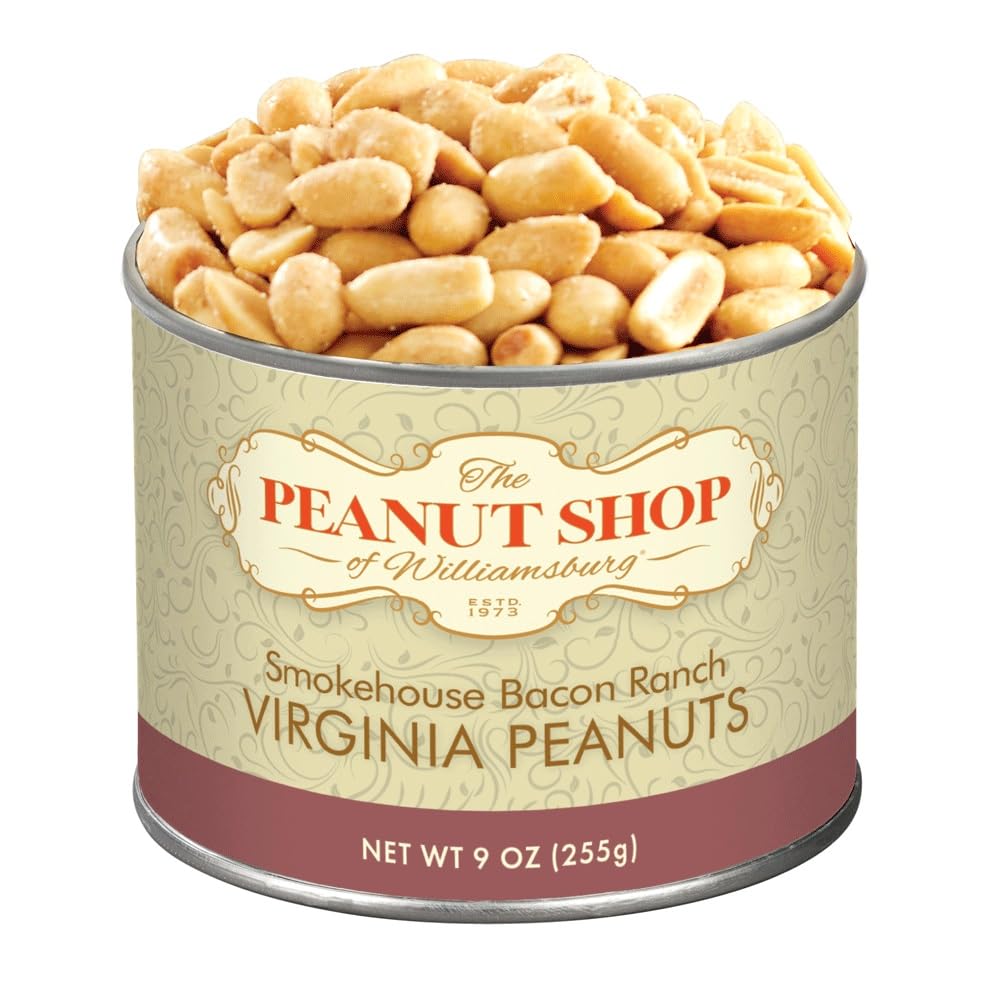 The Peanut Shop of Williamsburg Extra-Large Handcooked Lightly Salted Virginia Peanuts Williamsburg Peanuts Non-Gmo Kosher Gluten-Free No Preservatives - 32 Oz Tin