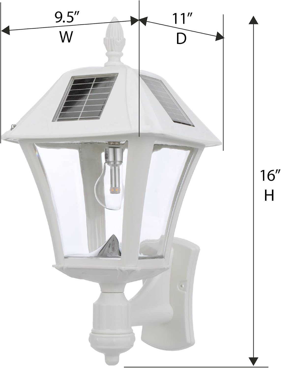 Gama Sonic Baytown II Bulb White Outdoor Solar Light, Single Post Light with 3 Mounting Options, 3in. Fitter for Lamp Posts