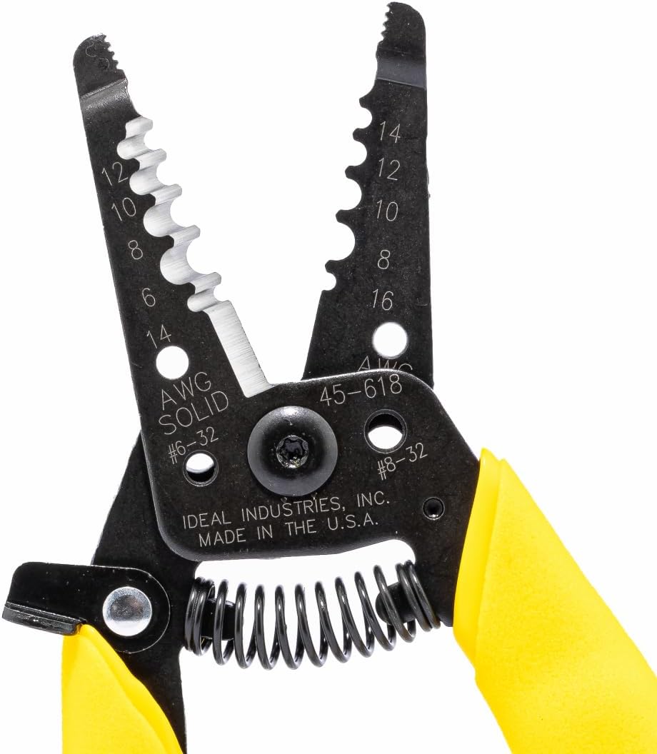 IDEAL Electrical Reflex Super T-Stripper Wire Strippers, 8–16 AWG Solid, 10–18 AWG Stranded, Ergonomic Wire Cutter and Stripping Tool with Textured Sleeves, Locking Handle