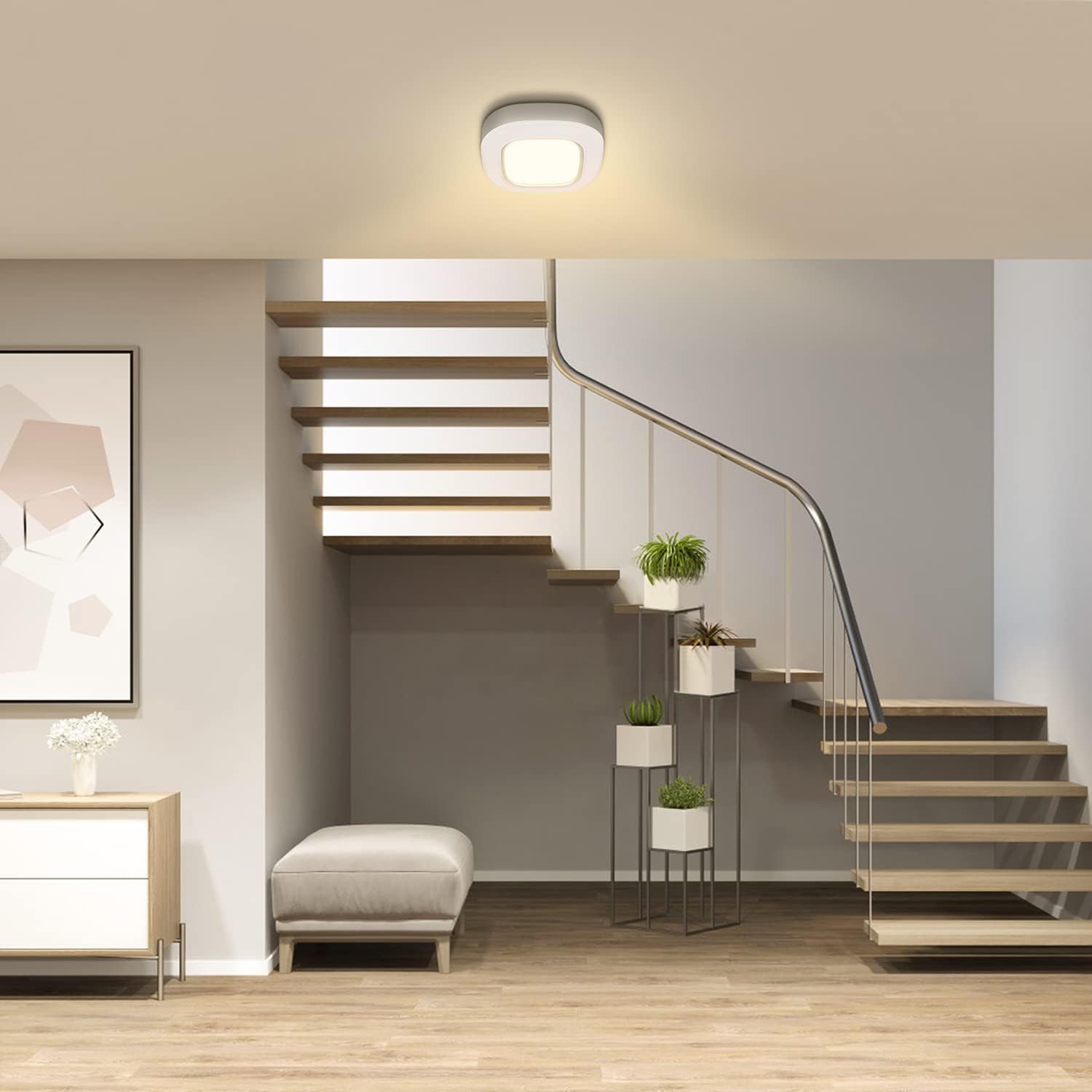 Motion Sensor LED Ceiling Light Battery Operated, Wireless 300LM Indoor