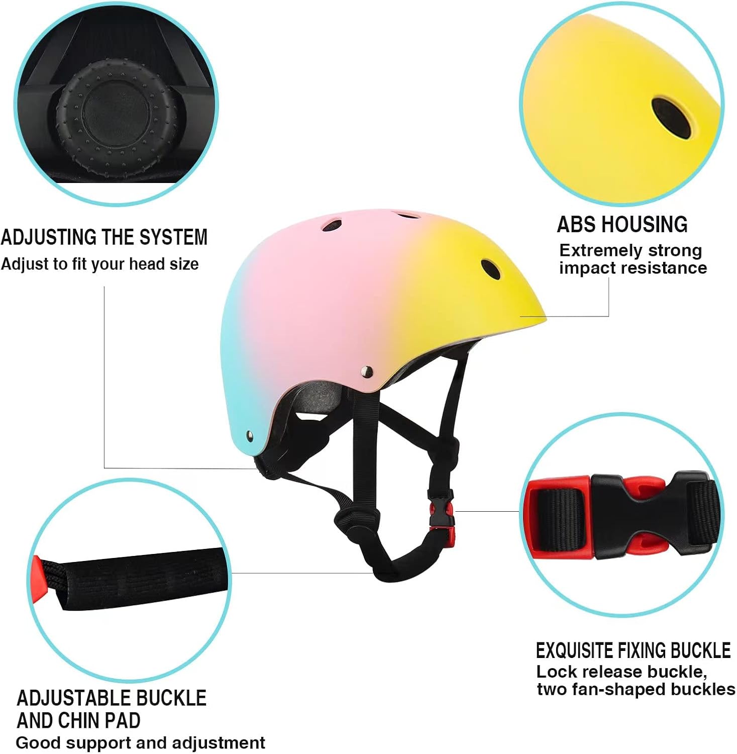 Color Gradient Adjustable Kids Bike Helmet Toddler Helmets for 3-5-8-14 Years Kids Girls Boys Youth Bicycle Helmet for Scooter Balance Bike Roller