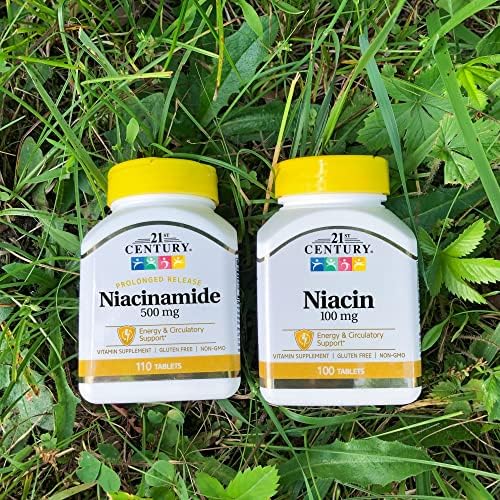 21st Century Niacinamide 500mg Prolonged Release, No Flush, 110 Count | Vitamin B-3 Niacinamide 500 mg, Energy Metabolism & Skin Health Support, No-Flush Formula, Prolonged Release, Non-GMO Tablets