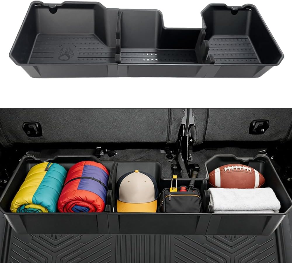 Car Underseat Storage Box Fitment for (2015–2026) F150 SuperCrew/Crew Cab & (2017–2026) F250 F350 F450 F550 Super Duty 4-Door Full-Size Pickups