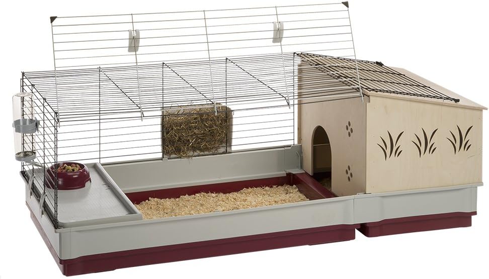 Ferplast Krolik XXL Rabbit Cage w/Wire Extension | Rabbit Cage Includes All Accessories & Measures 63.8L x 23.62W x 19.68H Inches | 1-Year Warranty