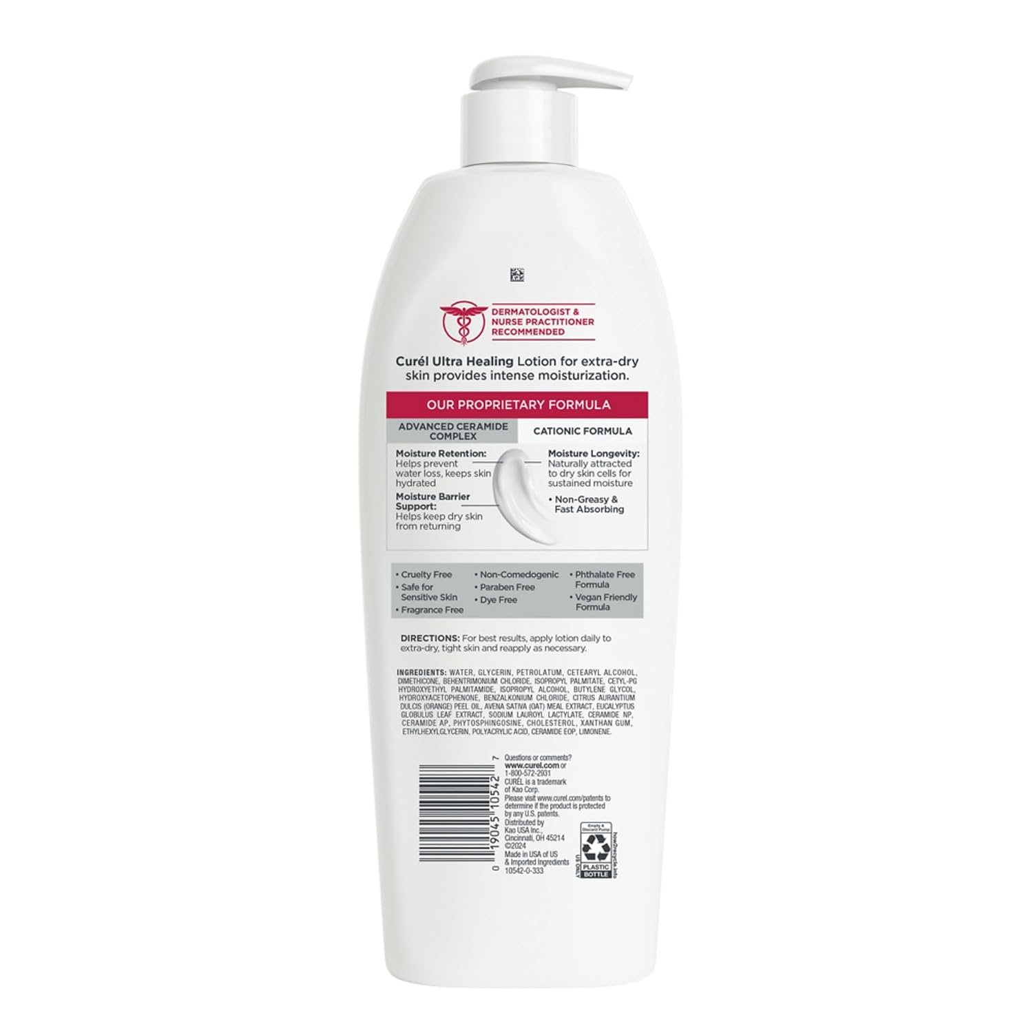 Curel Ultra Healing Intensive Fragrance-Free Lotion For Extra-Dry Skin, Dermatologist Recommended, Ideal for Sensitive Skin, Cruelty Free, Paraben Free, 20 Oz | Repairs Moisture Barrier, Ceremides, Dry & Sensitive Skin, Eczema-Prone, Dermatologist Recomm…