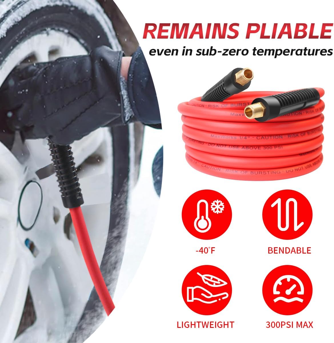 MaxWorks 50 Foot Auto Rewind Retractable Air Hose Reel with 3/8" Rubber Hose 250 PSI Heavy Duty Steel Spring Multi Position Ratchet and Solid Brass Fittings for Garage and Workshop (80720)