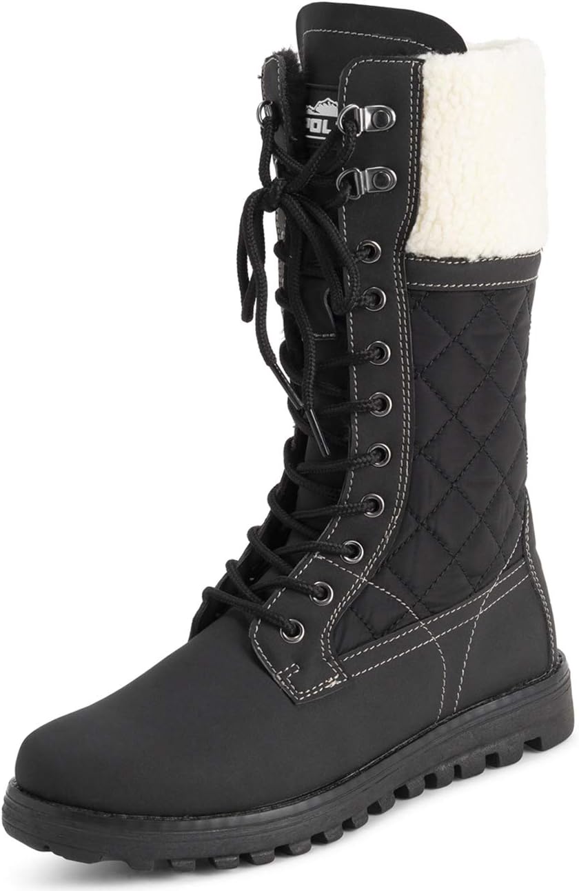 POLAR Womens Faux Fur Warm Thermal Waterproof Outdoor Walking Snow Winter Rubber Sole Calf Boots