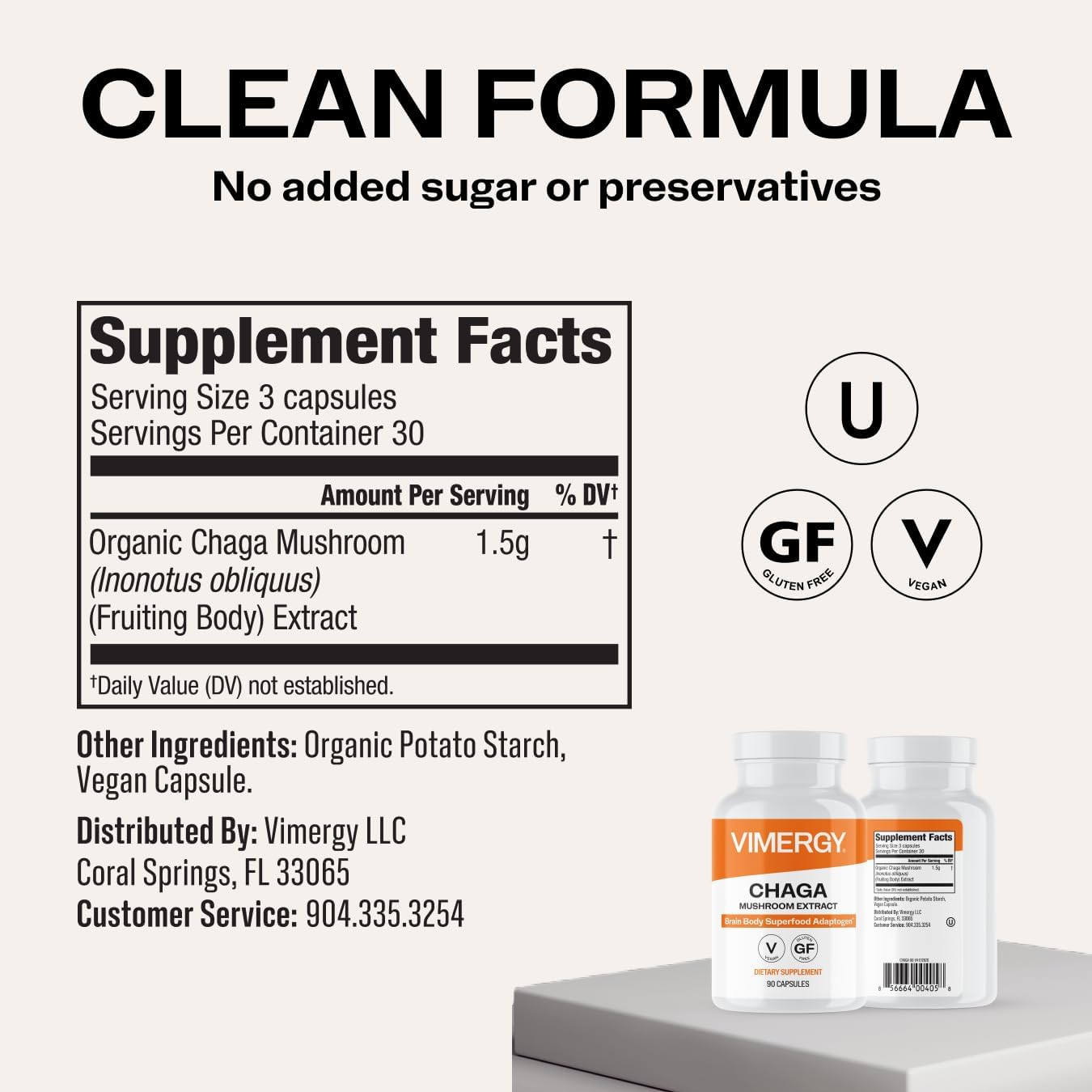 Vimergy Chaga Capsules – Superfood Cellular Support* – Cardiovascular Health Benefits* – Kosher, Vegan, Gluten-Free – 90 Capsules | Superfood Adaptogen*, Immunity for cell tissues*, Polyphenols for Antioxidant protection*, Vegan and Kosher