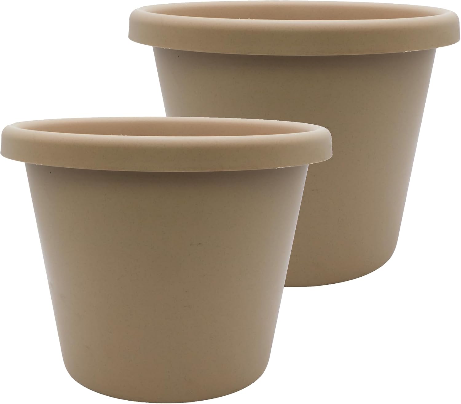 The HC Companies Classic Round Plastic Plant Pot w/Rolled Rim - Lightweight & UV Resistant Flower Pot for Herbs & More - Outdoor & Indoor Plant Pots w/Drainage (15.5 inch Warm Gray, Pack of 1)