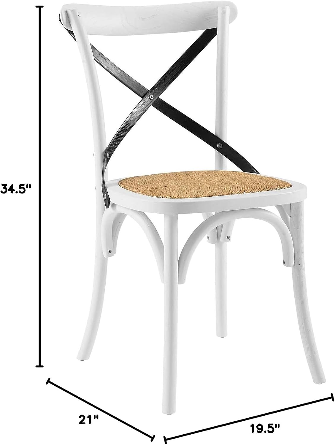 Modway Gear Rustic Modern Farmhouse Elm Wood Rattan Dining Chair in Gray