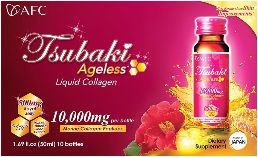 AFC Japan Tsubaki Ageless 10000mg Collagen Drink with Royal Jelly - 3 Pack